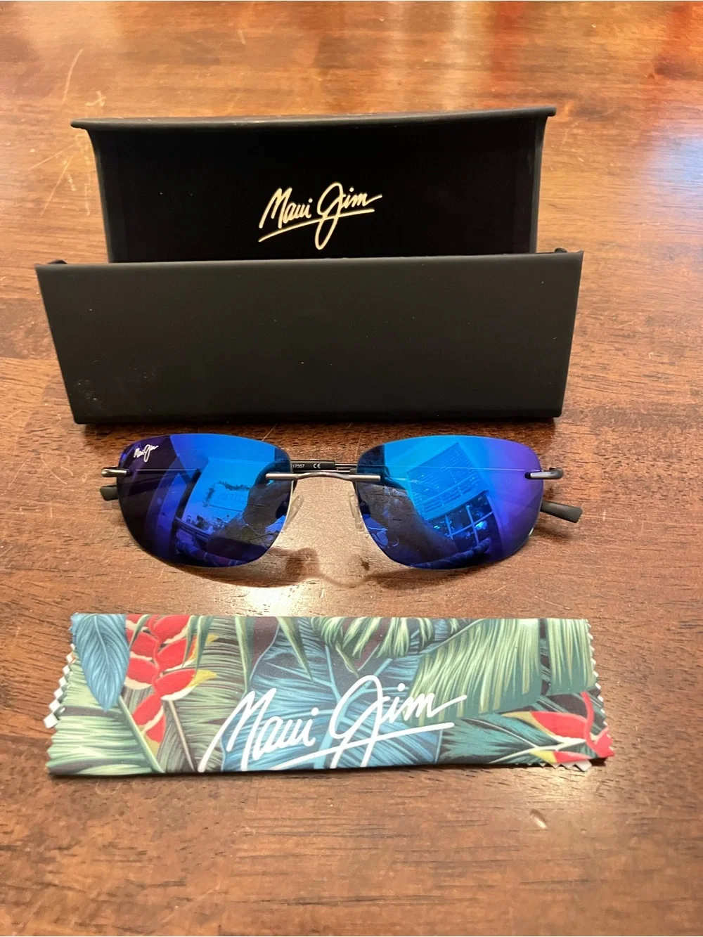Maui Jim Ohai B334-02D Polarized Blue Hawaiian rimless sunglasses